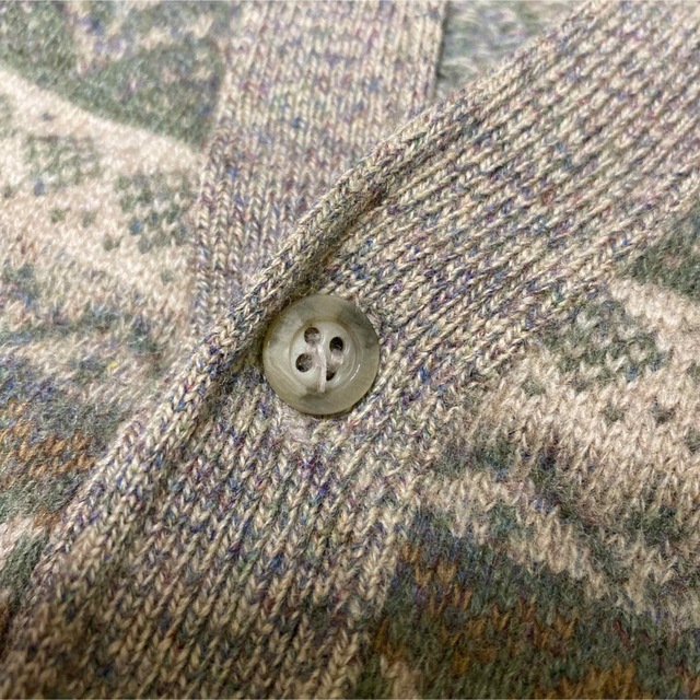 柄ニット　総柄　セーター　デザイン　カーディガン　レトロ　　くすみカラー 2