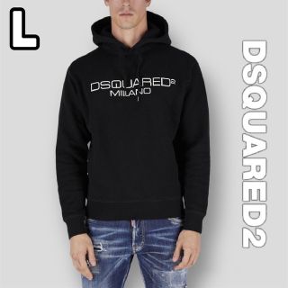 美品☆DSQUARED2 ファイヤーロゴプリントパーカー フーデー 黒 S