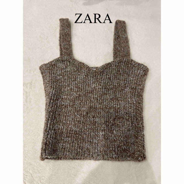 ZARA(ザラ)のザラ　クロップドニットキャミソール レディースのトップス(キャミソール)の商品写真