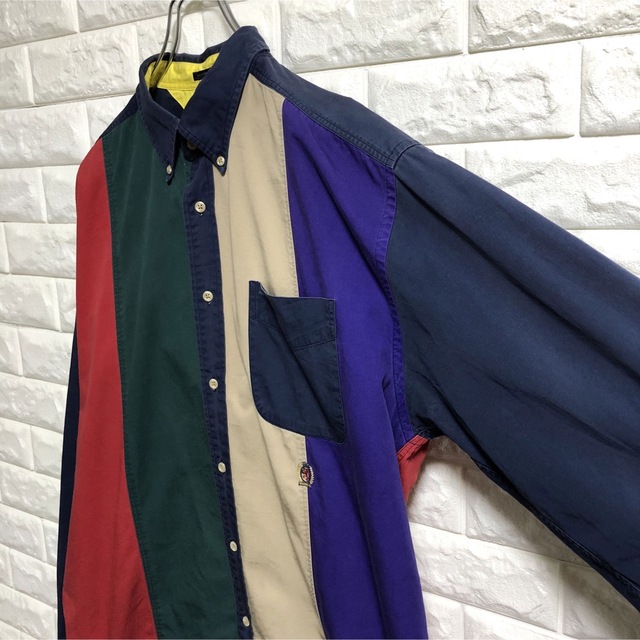 TOMMY HILFIGER(トミーヒルフィガー)の90s トミーヒルフィガー　オールドトミー　長袖シャツ　マルチカラー　XLサイズ メンズのトップス(シャツ)の商品写真