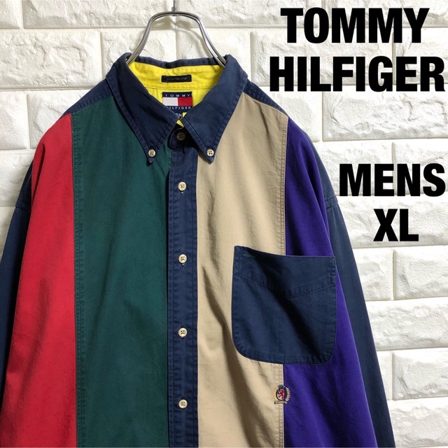 TOMMY HILFIGER(トミーヒルフィガー)の90s トミーヒルフィガー　オールドトミー　長袖シャツ　マルチカラー　XLサイズ メンズのトップス(シャツ)の商品写真