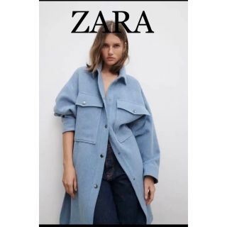 ZARA ロングコート ブルーグレー