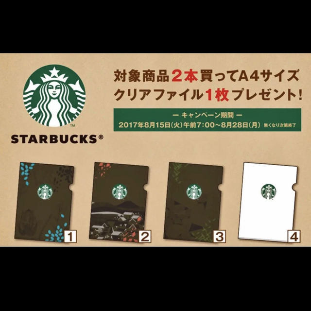 Starbucks Coffee(スターバックスコーヒー)のSTARBUCKS スターバックス クリアファイル ４枚 セット エンタメ/ホビーのコレクション(ノベルティグッズ)の商品写真