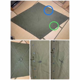 希少入手困難品【極上品・緑ボタン】ノルウェー軍幕 木製ポール一式付き