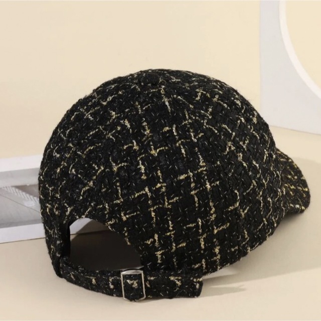 ツイード　キャップ　ブラック レディースの帽子(キャップ)の商品写真