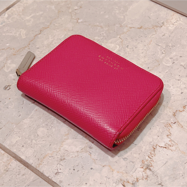 スマイソン ミニ財布 Panamaレザージップパース SピンクSmythson-