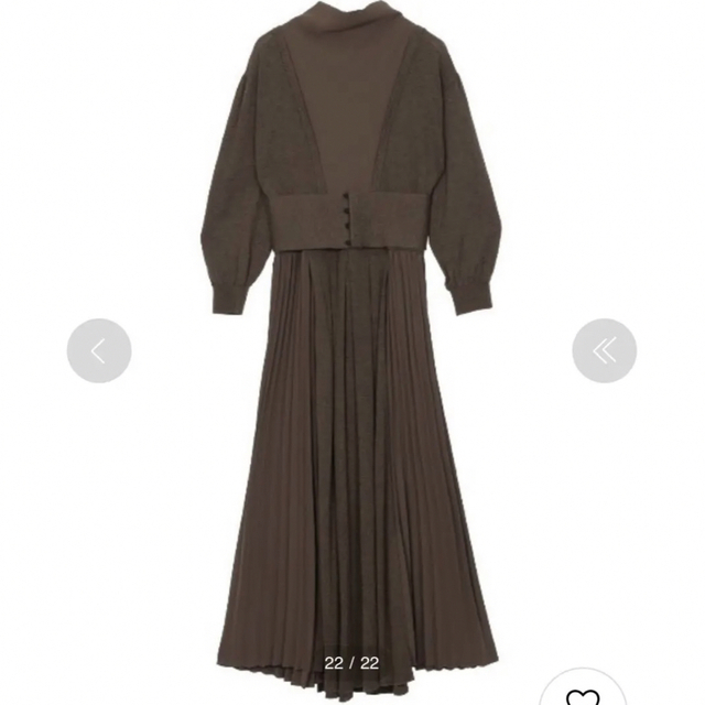 Ameri VINTAGE(アメリヴィンテージ)のSIDE PLEATS KNIT DRESS  ブラウン　 Sサイズ レディースのワンピース(ロングワンピース/マキシワンピース)の商品写真