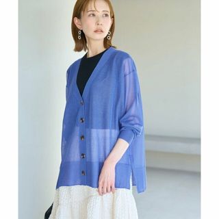 ロペピクニック(Rope' Picnic)の【ブルー（44）】【WEB限定カラー:ブルー】Vネックシアーカーディガン(カーディガン)