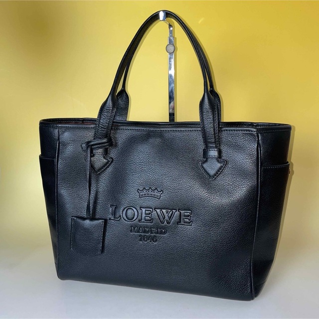 LOEWE 美品 黒 レザー ヘリテージ ハンドバッグ ヴィンテージ ロエベ-