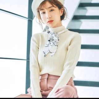 〈美品〉マーキュリーデュオ スカーフ付きロングスリーブタートルニット