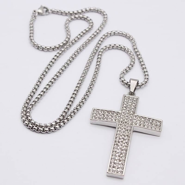 十字架　シルバー　ブリンブリン　ネックレス　ビック　ヒップホップ メンズのアクセサリー(ネックレス)の商品写真