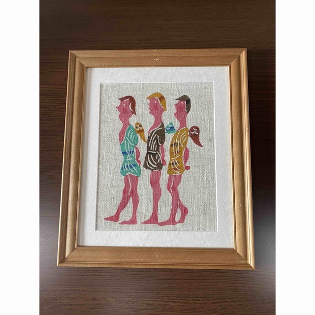 柚木沙弥郎 額入り型染絵 か黒 柚木沙弥郎 額入り型染絵 か黒