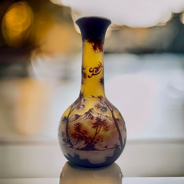 ◇証明書付◇エミールガレ Emile Galle 花瓶 カメオ彫り 高さ24cm 【即