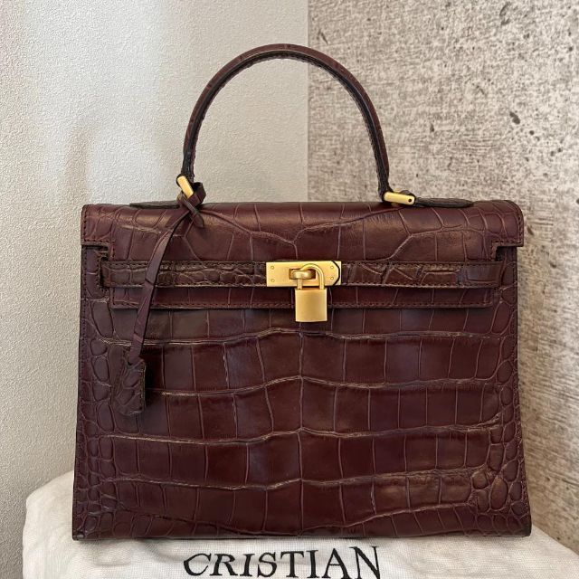 CRISTIAN FLORENCE クロコ型押し ハンドバッグ イタリア製 お洒落 7945