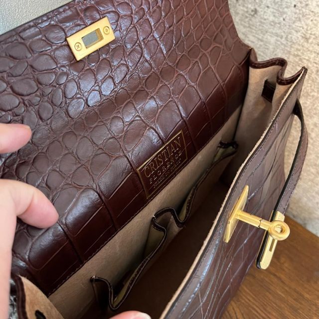 CRISTIAN FLORENCE クロコ型押し ハンドバッグ イタリア製 お洒落 7945