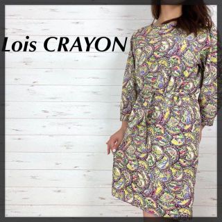 ロイスクレヨン(Lois CRAYON)のLoisCRAYON 総柄 マルチカラー 長袖 ラグラン 膝丈 ワンピース(ひざ丈ワンピース)