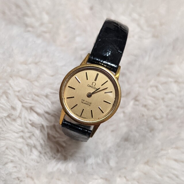 OMEGA オメガデビルレディース 革ベルト 腕時計 アンティーク (訳あり