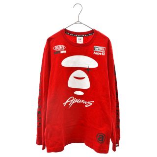 エーエイプバイアベイシングエイプ(AAPE BY A BATHING APE)のAAPE BY A BATHING APE エーエイプバイアベイシングエイプ UNIVERSE L/S TEE フロントフォトプリント 長袖Tシャツ AAPLTMF2384XX レッド(Tシャツ/カットソー(七分/長袖))