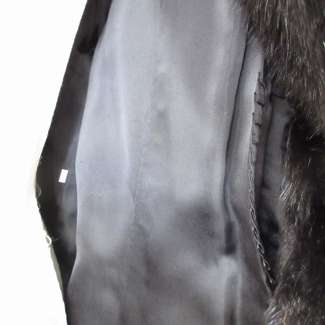 コート ロングコート 毛革 ファー ミンク ショールカラー ブラック 黒