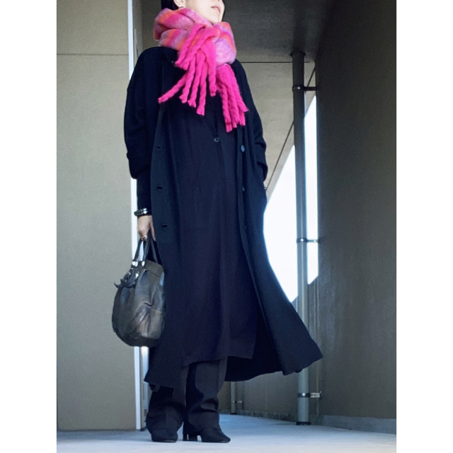 美品！ふかふか！！大判マフラー ボーダーピンク レディースのファッション小物(マフラー/ショール)の商品写真