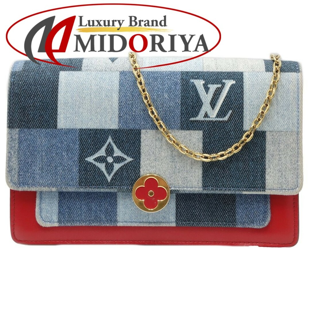 ルイヴィトン LOUIS VUITTON ポルトフォイユ フロールチェーン M69036 ウォレットチェーン モノグラム・デニム ブルー ルージュ/081829