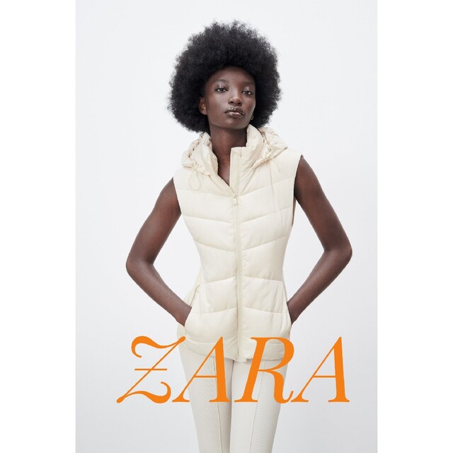 ザラ ZARA★新品★フーデッドフィットキルティングベスト★ダウンベスト XS