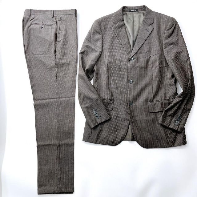 【高級 光沢】Zegna ゼニア セットアップ スーツ ストライプ 茶