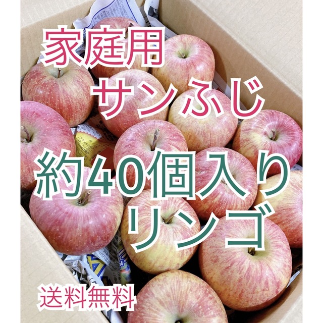 （少し小ぶり）2月8日発送。会津の樹上葉取らず家庭用リンゴ約40個入り 食品/飲料/酒の食品(フルーツ)の商品写真