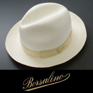 ボルサリーノ(Borsalino)の2589◆ボルサリーノ◆高級パナマ帽◆59(実寸57)◆ホワイトベージュ新品(ハット)