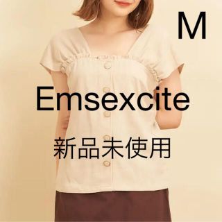 エムズエキサイト(EMSEXCITE)のタグ付き新品未使用 エムズエキサイト 胸フリルノースリブラウスM オフホワイト(シャツ/ブラウス(半袖/袖なし))