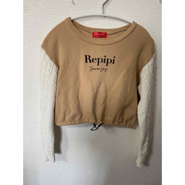 repipi armario(レピピアルマリオ)のrepipi armario 袖ニット切り替えトレーナー　xs キッズ/ベビー/マタニティのキッズ服女の子用(90cm~)(その他)の商品写真