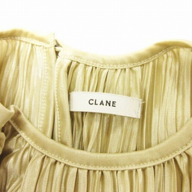 CLANE(クラネ)のクラネ プリーツワンピース ロング 長袖 無地 シャンパンゴールド 1 ■SM0 レディースのワンピース(ロングワンピース/マキシワンピース)の商品写真