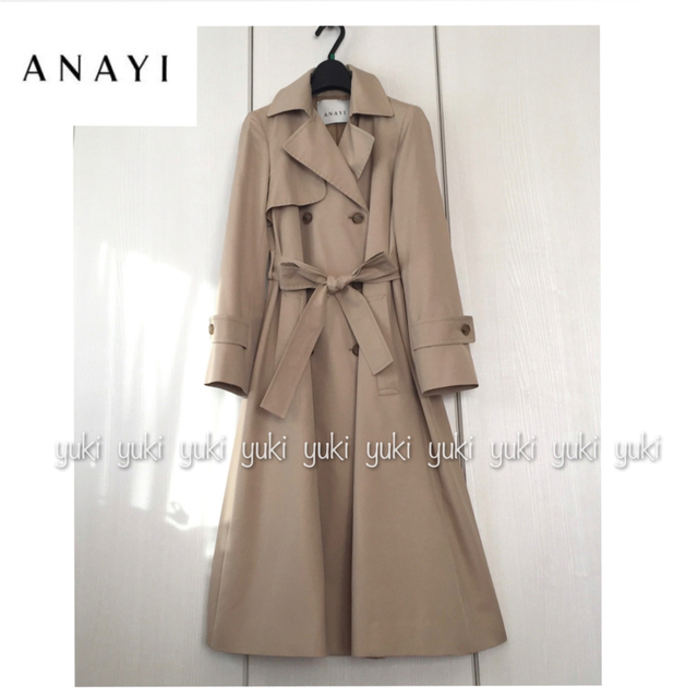 美品】 ANAYI レーヨン ストレッチ トレンチコート トレンチコート