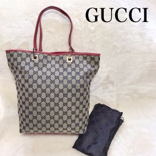 グッチ(Gucci)のGUCCI グッチ GGロゴ 総柄 トートバッグ A4 肩がけ レザー レッド(トートバッグ)