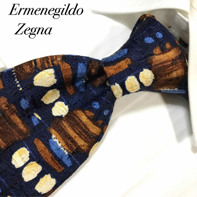Ermenegildo Zegna(エルメネジルドゼニア)のエルメネジルドゼニア ネイビー/ブラウン シルク ネクタイ メンズのファッション小物(ネクタイ)の商品写真