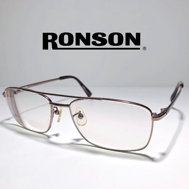 ◆ RONSON ◆ 100%チタン ツーブリッジスクエアメガネフレーム