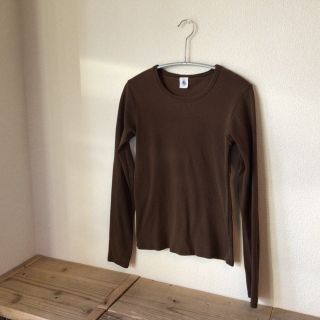 プチバトー(PETIT BATEAU)のプチバトー　14ans クルーネック　Tシャツ　ダークブラウン(Tシャツ(長袖/七分))