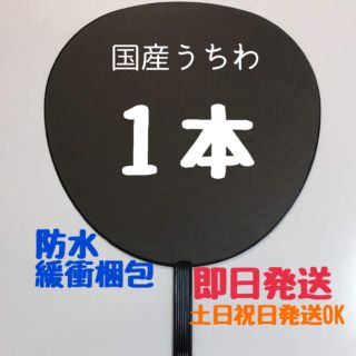 コンサート 国産 ジャンボうちわ 黒 (艶なし) 無地 1本(その他)