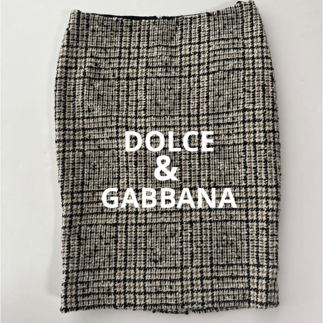 DOLCE & GABBANA ツイードスカート うら地レオパード