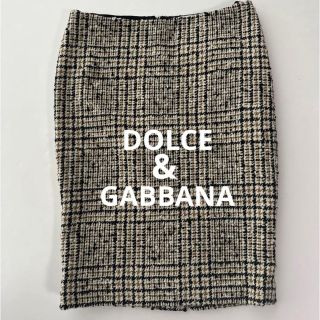 ドルチェアンドガッバーナ(DOLCE&GABBANA)のDOLCE & GABBANA ツイードスカート うら地レオパード(ひざ丈スカート)