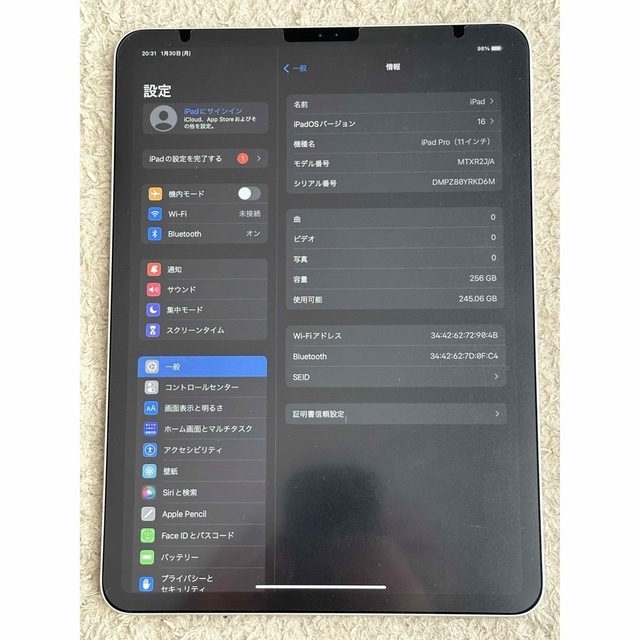 ☆美品☆iPad Pro 11インチ(第1世代)256GB Wi-Fi カバー付