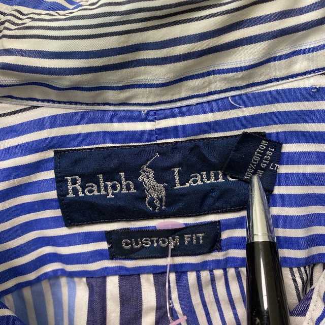 Ralph Lauren(ラルフローレン)のラルフローレン　長袖シャツ　ボタンダウン　ストライプ　刺繍ロゴ　男女兼用　XXL メンズのトップス(シャツ)の商品写真