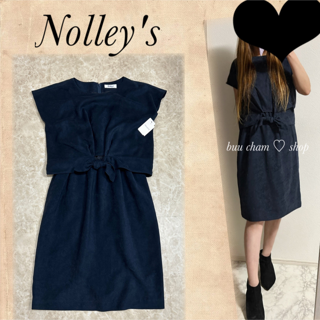 NOLLEY'S(ノーリーズ)のNolley's♡フロントリボン　スエードワンピース　日本製　上品 レディースのワンピース(ミニワンピース)の商品写真