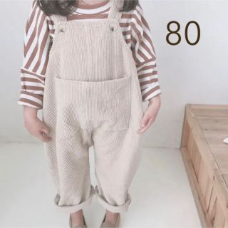 【新品未使用品】コーデュロイ オーバーオール サロペット 80 韓国子供服(カバーオール)