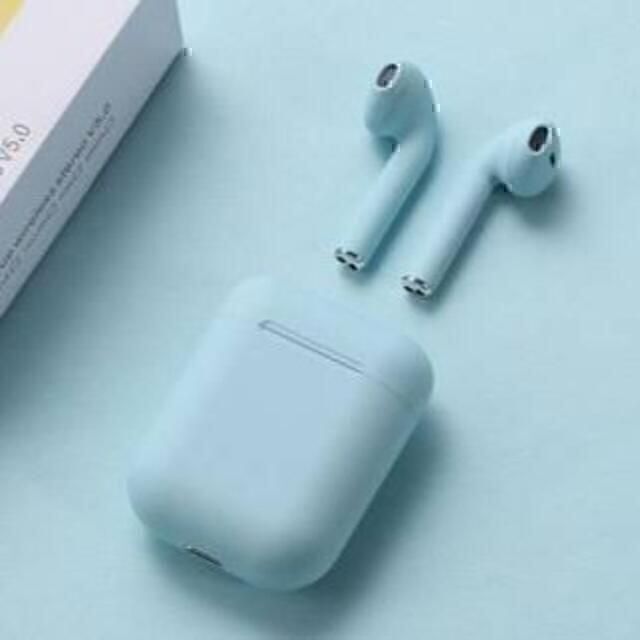 大人気のマカロンカラー♪ Bluetoothイヤホン 色：青 スマホ/家電/カメラのオーディオ機器(ヘッドフォン/イヤフォン)の商品写真