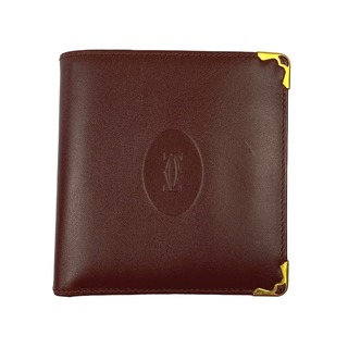 カルティエ(Cartier)の▽▽Cartier カルティエ マストライン 二つ折り財布　ミニ財布  ボルドー(折り財布)