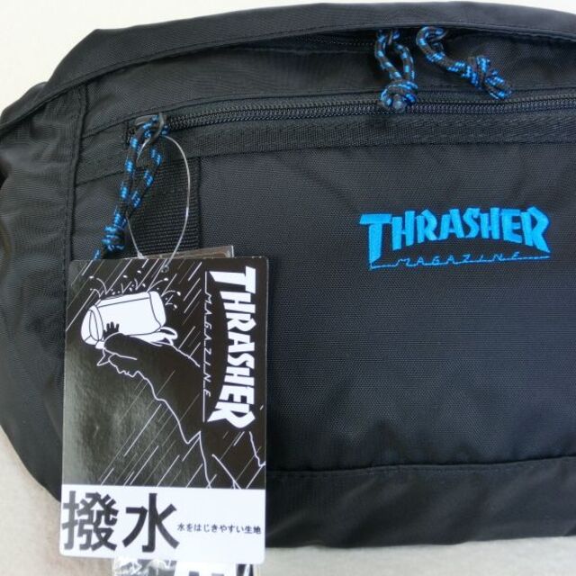 THRASHER(スラッシャー)の大幅値下げ！ スラッシャー　ボディバック　THR-139　黒/青 p8218 メンズのバッグ(ボディーバッグ)の商品写真