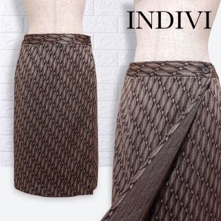 インディヴィ(INDIVI)のINDIVI インディヴィ　柄 タイト スカート(ひざ丈スカート)