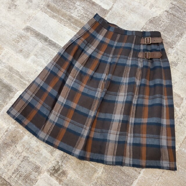 SM2(サマンサモスモス)のブラウンチェック柄 膝丈スカート レディースのスカート(ひざ丈スカート)の商品写真