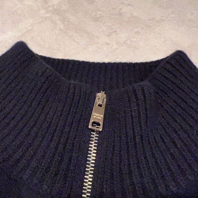 PRADA 18AW プラダ ハーフジップ カシミヤ ニット エルボーパッチ